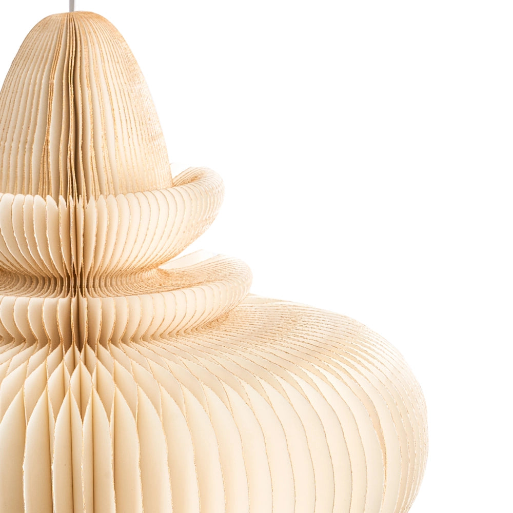 Lampada a sospensione beige con paralume in carta dal design moderno per l'illuminazione del soggiorno