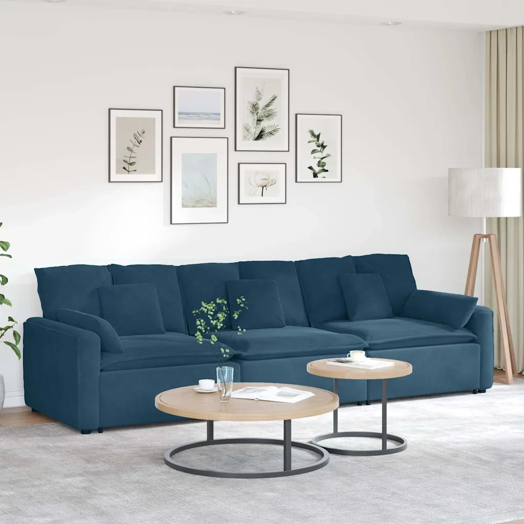 Divano Modulare con Cuscini Blu