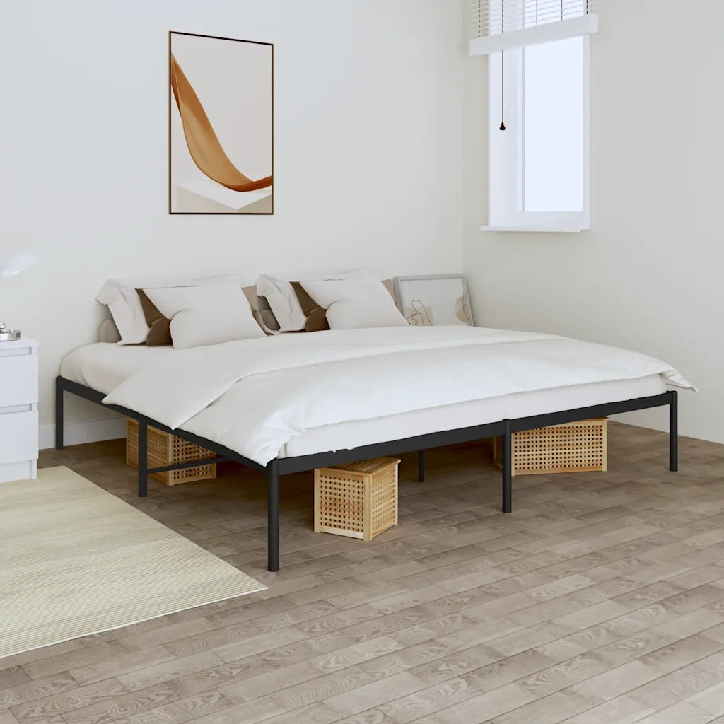 Letto matrimoniale | Letto per adulti | Giroletto in Metallo Nero 200x200 cm