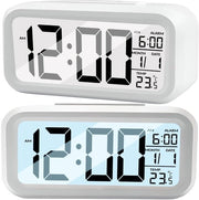 Alarme digitale - Display LCD grande - Visualizzazione temperatura - Formato compatto - Illuminazione di sfondo - Adatto per bambini/adulti - Orologio