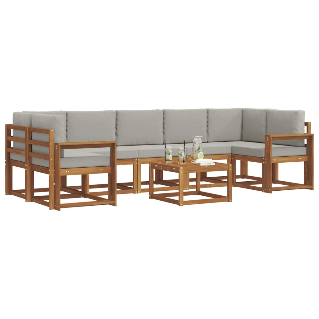 Set di divani da esterno 8 pcs Grigio Naturale e Chiaro 3366154