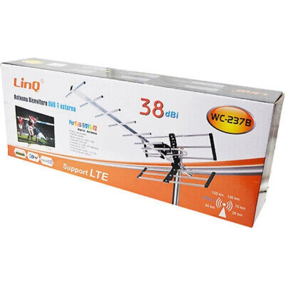 Trade Shop - Antenna Tv Uhf Dvb-t Dvb-t2 Digitale Esterno Amplificata Hdtv Lte 38dbi Wc-237b -