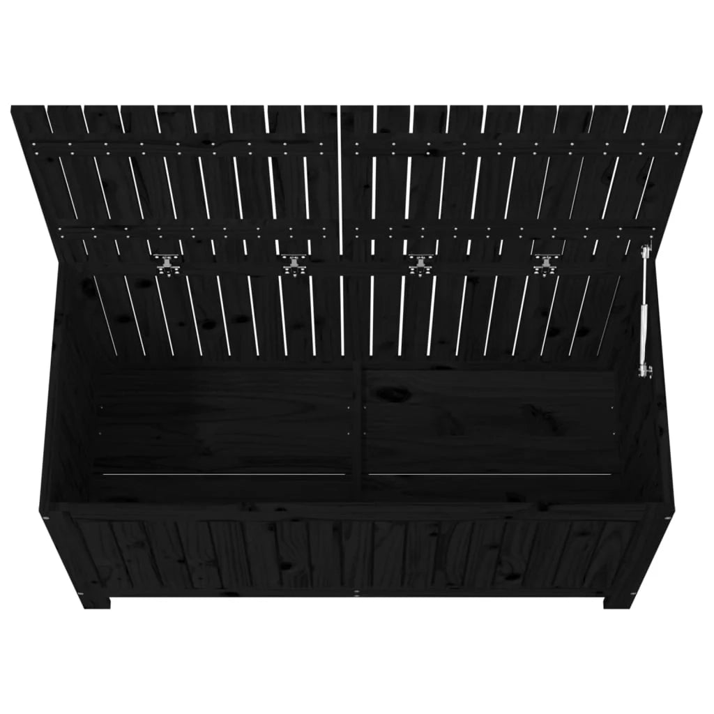 Baule/contenitore da giardino nero 121 x 55 x 64 cm legno di pino massiccio 02_0013111