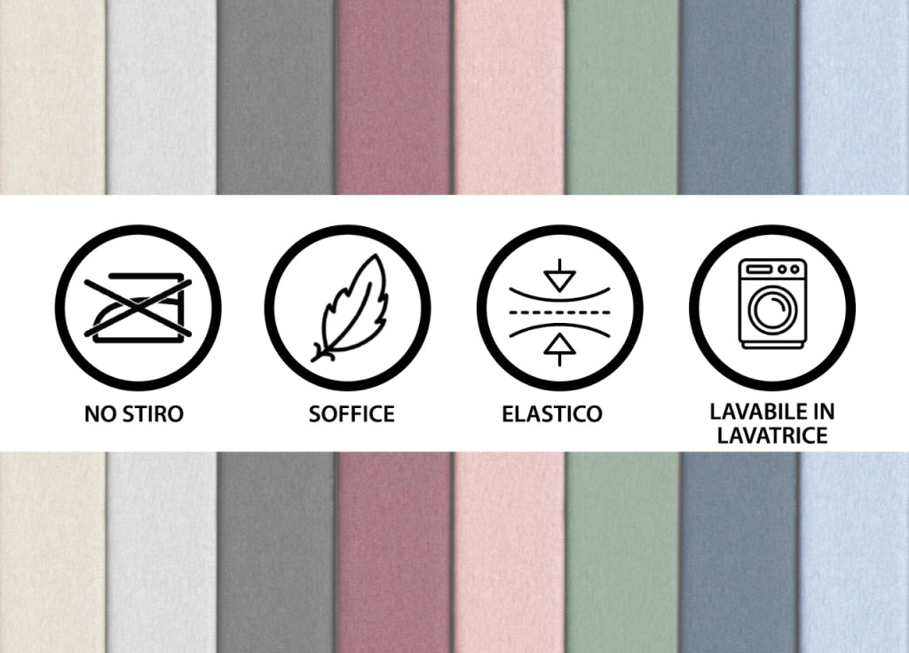 Lenzuola Sotto Con Angoli No Stiro In Tinta Unita Melange Modello Jersey - 1 Piazza e Mezza - Lino