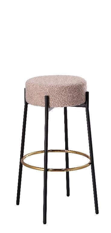 Sgabello da Bar Cucina in Tessuto e Struttura in Ferro Boucle Beige 77,5 cm