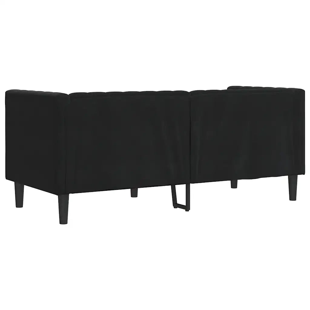 Divano | Divano da soggiorno | Sofa Chesterfield con Rinforzi 2 Posti Nero in Velluto