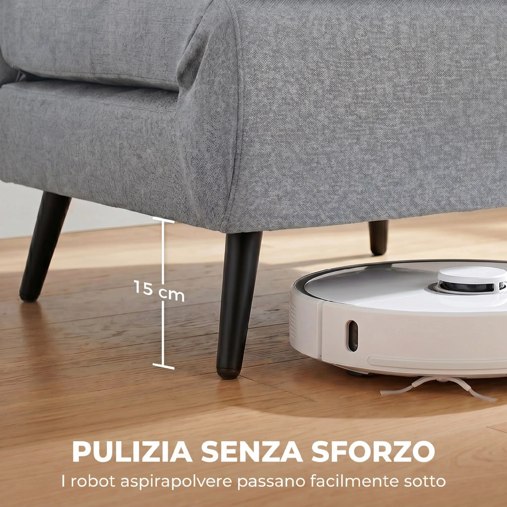 Poltrona Letto 75x88x78 cm con Schienale Regolabile e Cuscino in Tessuto Effetto Lino Grigio Chiaro