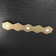 HEXAGON APPLIQUE-PLAFONIERA 3 LUCI + 2 DECORATIVO FOGLIA ORO 1142-3L2D-FO