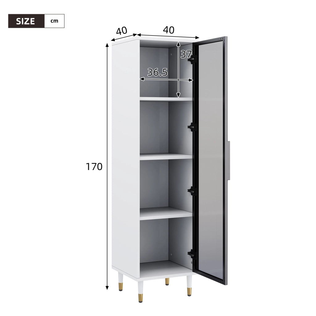 Vetrina LED con Ripiani in Vetro ¨C MINIMAL ¨C Bianca, 170 cm, Illuminazione RGB