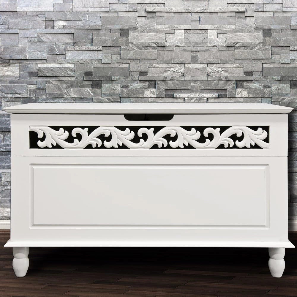 ® Cassapanca Shabby Contenitore Stile Country 80x40x48cm Baule in Legno Bianco Box Contenitore Salvaspazio Arredamento Casa Arredo Salotto Mobiletto Multiuso Spazioso Coperchio Ribaltabile