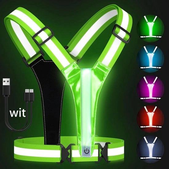 Vestito con Riflesso LED - 5 Colori Alta Visibilità, Cintura Illuminabile Ricaricabile per Camminata, Corsa e Ciclismo, Adattabile per Uomini, Donne e Bambini