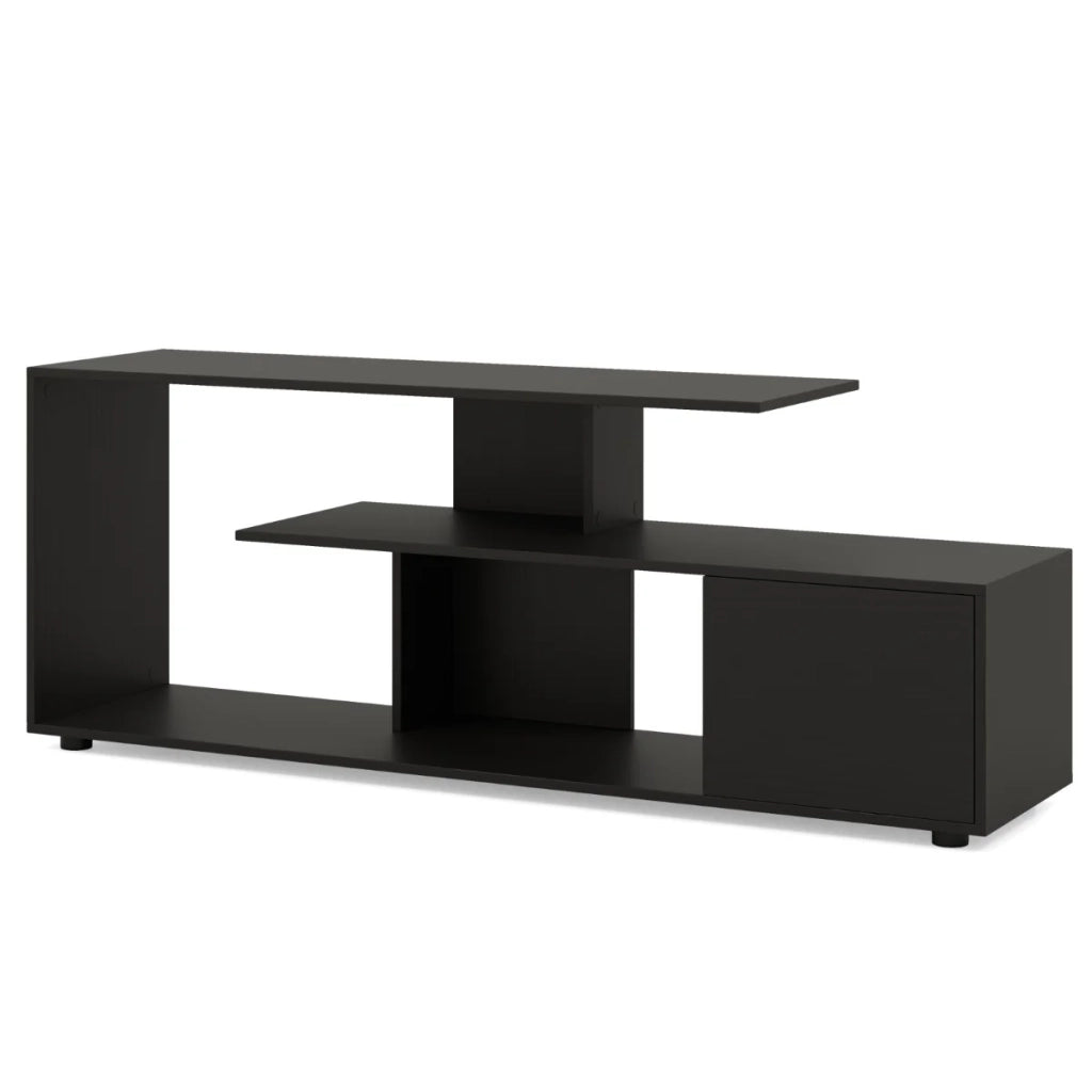 Mobile porta TV per televisori fino a 55 pollici 152 x 38 x 58,5 cm spazio di archiviazione ottimizzato design asimmetrico in legno nero 20_0012811
