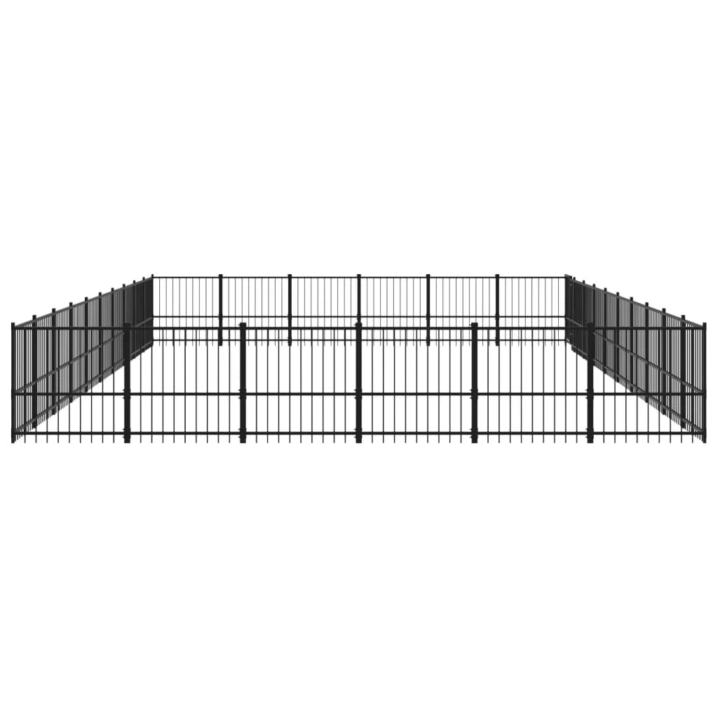 Cuccia gabbia per animali da esterno pac per cani in acciaio 56,45 m² nero 02_0041864