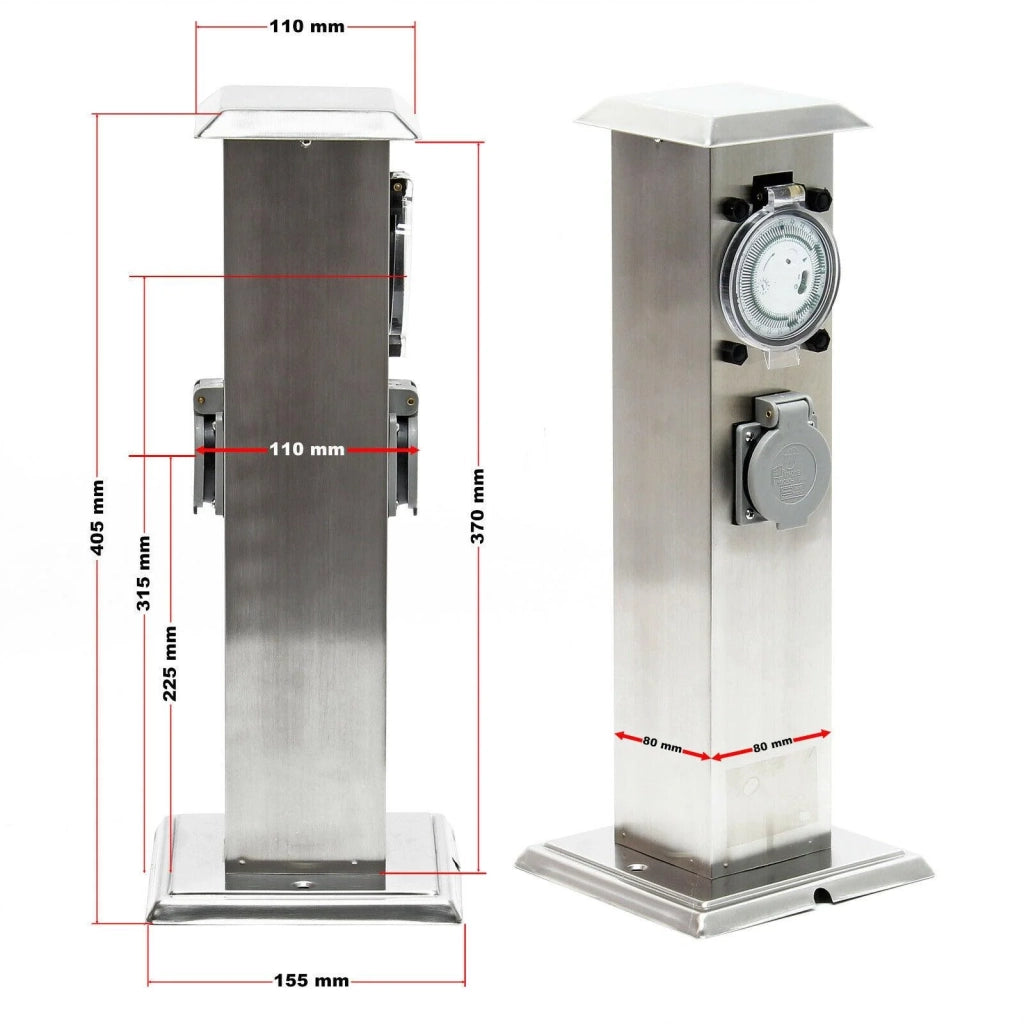 Colonnina elettrica con 2 prese esterne timer acciaio raffinato IP44 16_0002281