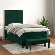 Giroletto a Molle con Materasso Verde Scuro 80x200 cm Velluto