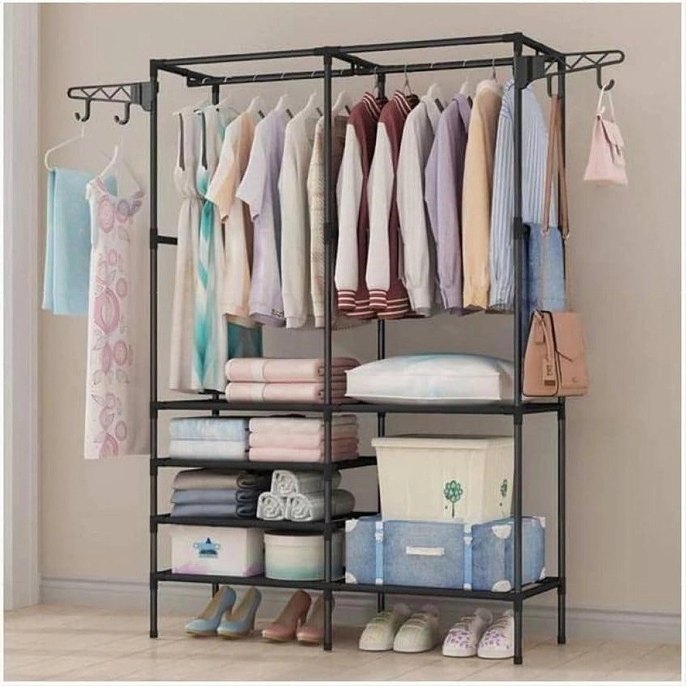 Trade Shop - Appendiabiti Da Pavimento Armadio Interni Stendino Girevole Gancio 180x36x170 Cm -