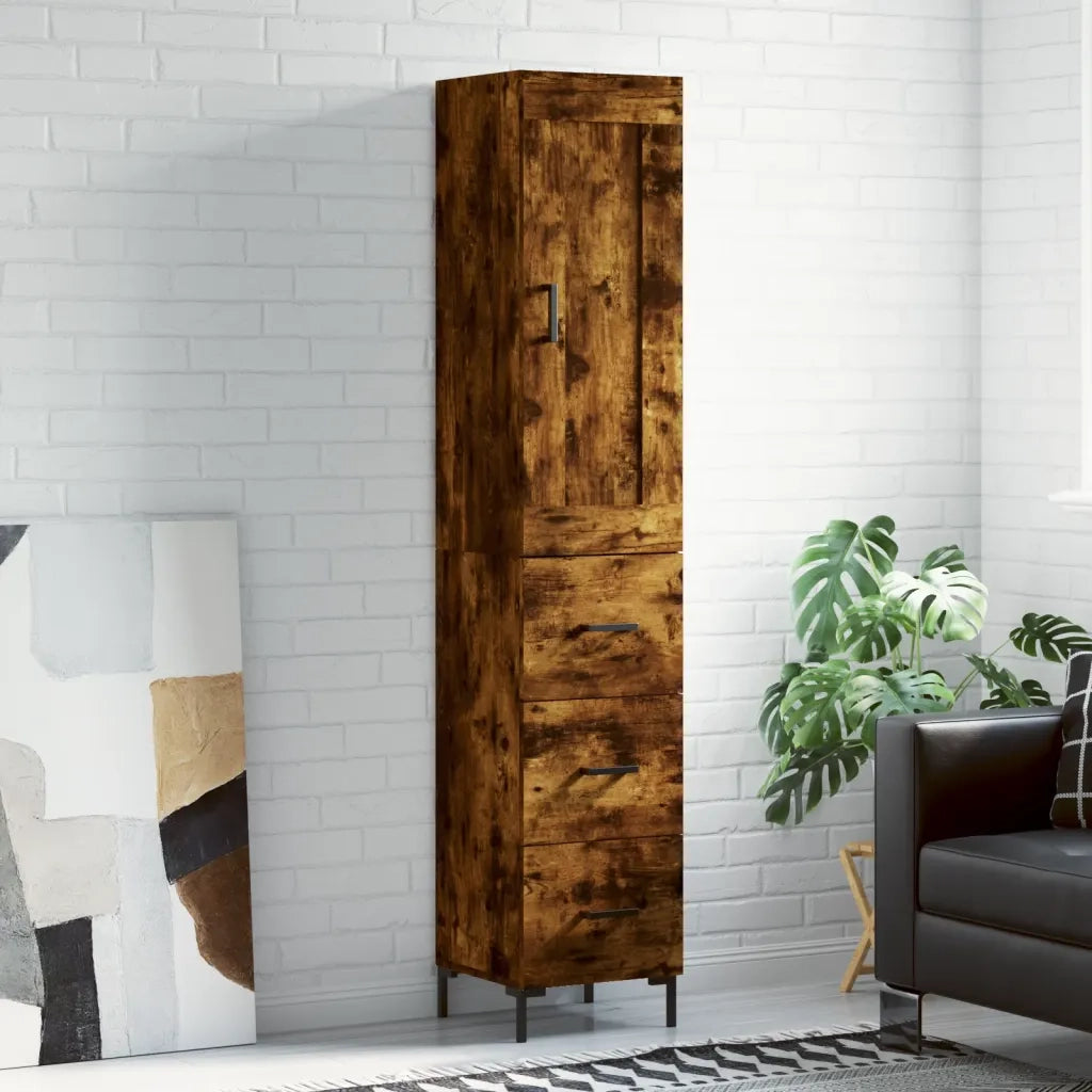 Credenza-Buffet-Armadio da cucina Rovere Fumo 34,5x34x180 cm in Legno Multistrato 263284