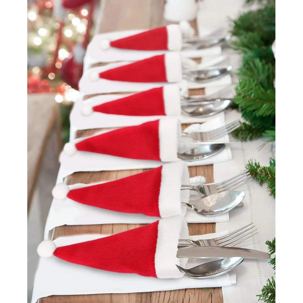 Trade Shop - 10pz Portaposate Forma Cappello Natale Per Decorazione Cucina Tavolo Bottiglia Vino Rosso -