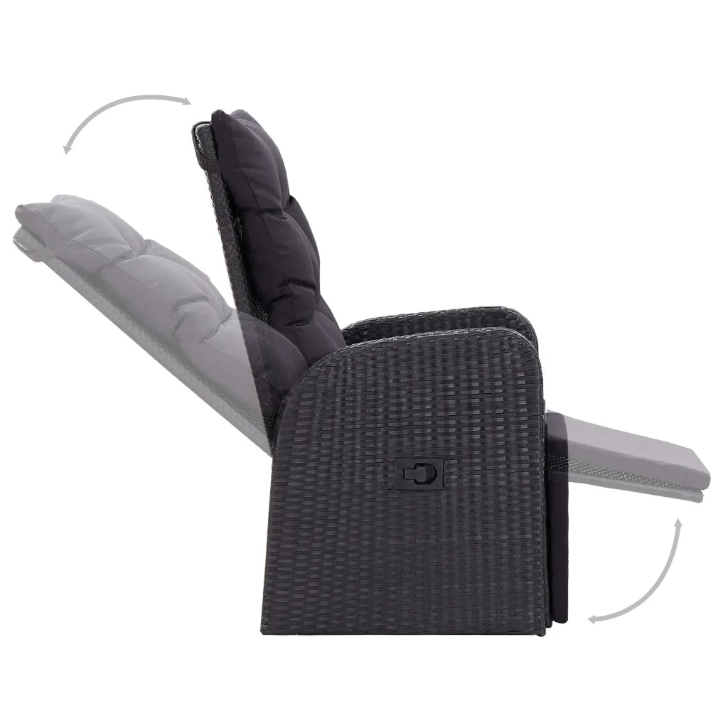 Set Mobili da Pranzo per Giardino 3 pz Nero 3068713