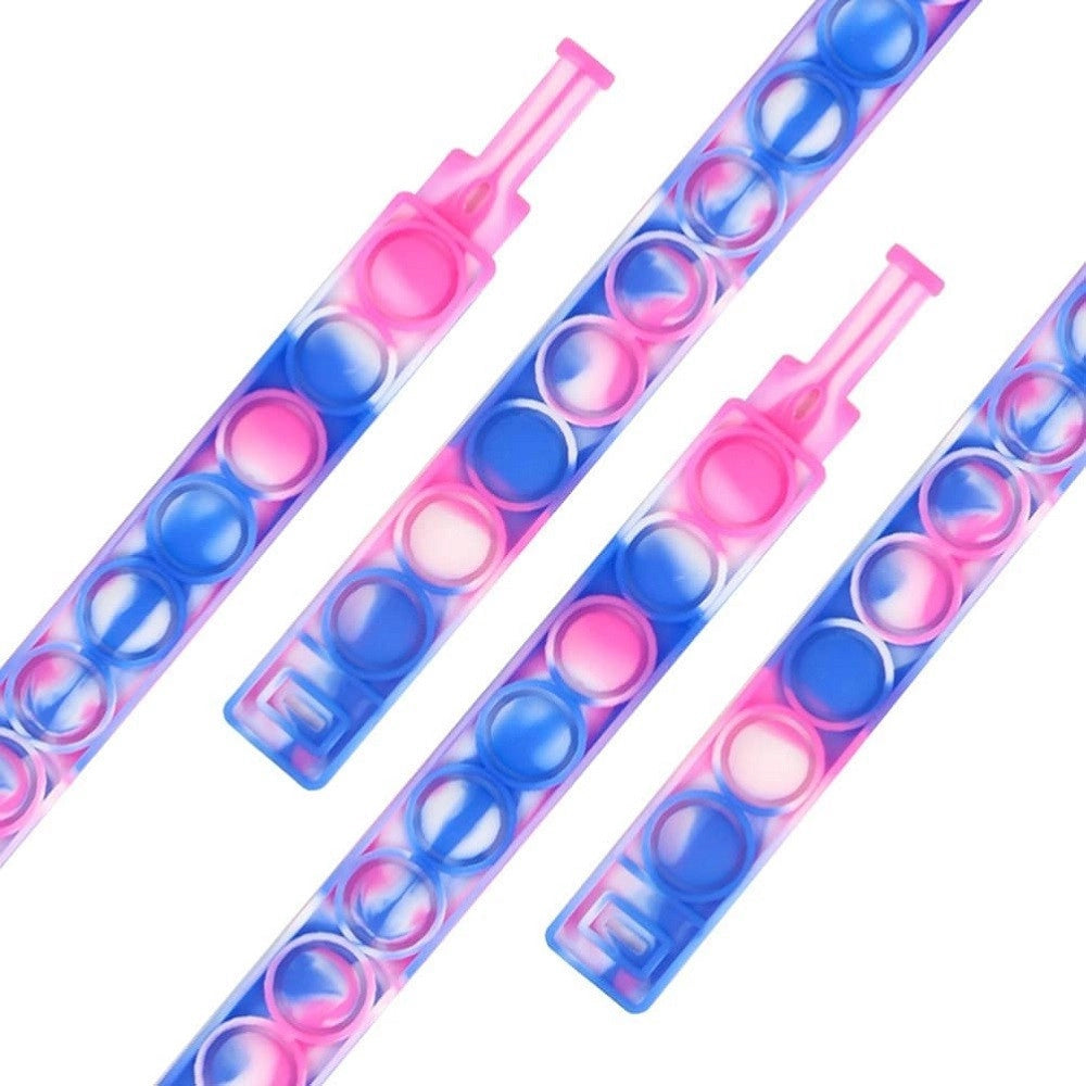 Trade Shop - 6 Braccialetti Antistress Arcobaleno Bolle Aria In Silicone Gioco Bambini Adulti -