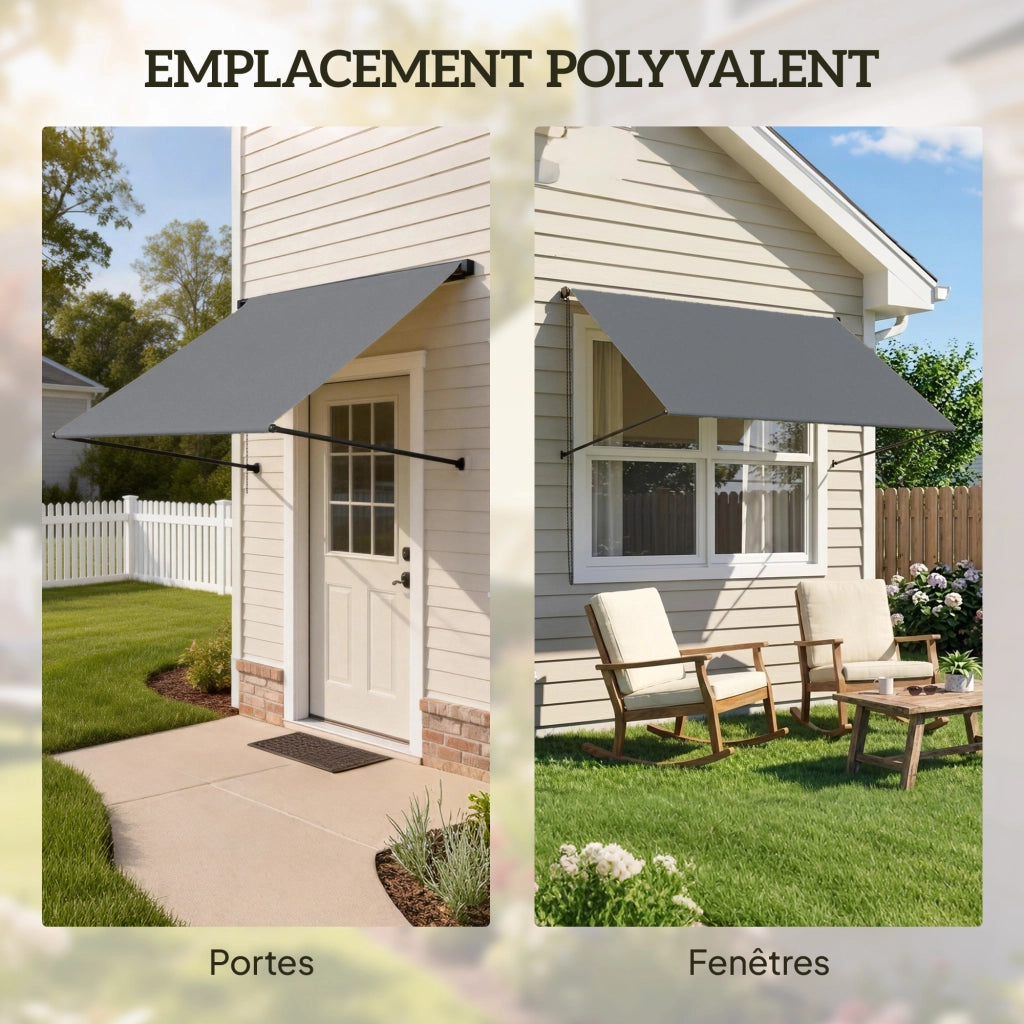 Tenda da sole retrattile a braccio ¨C Zephmum ¨C Grigio scuro in alluminio e poliestere 195x120 cm