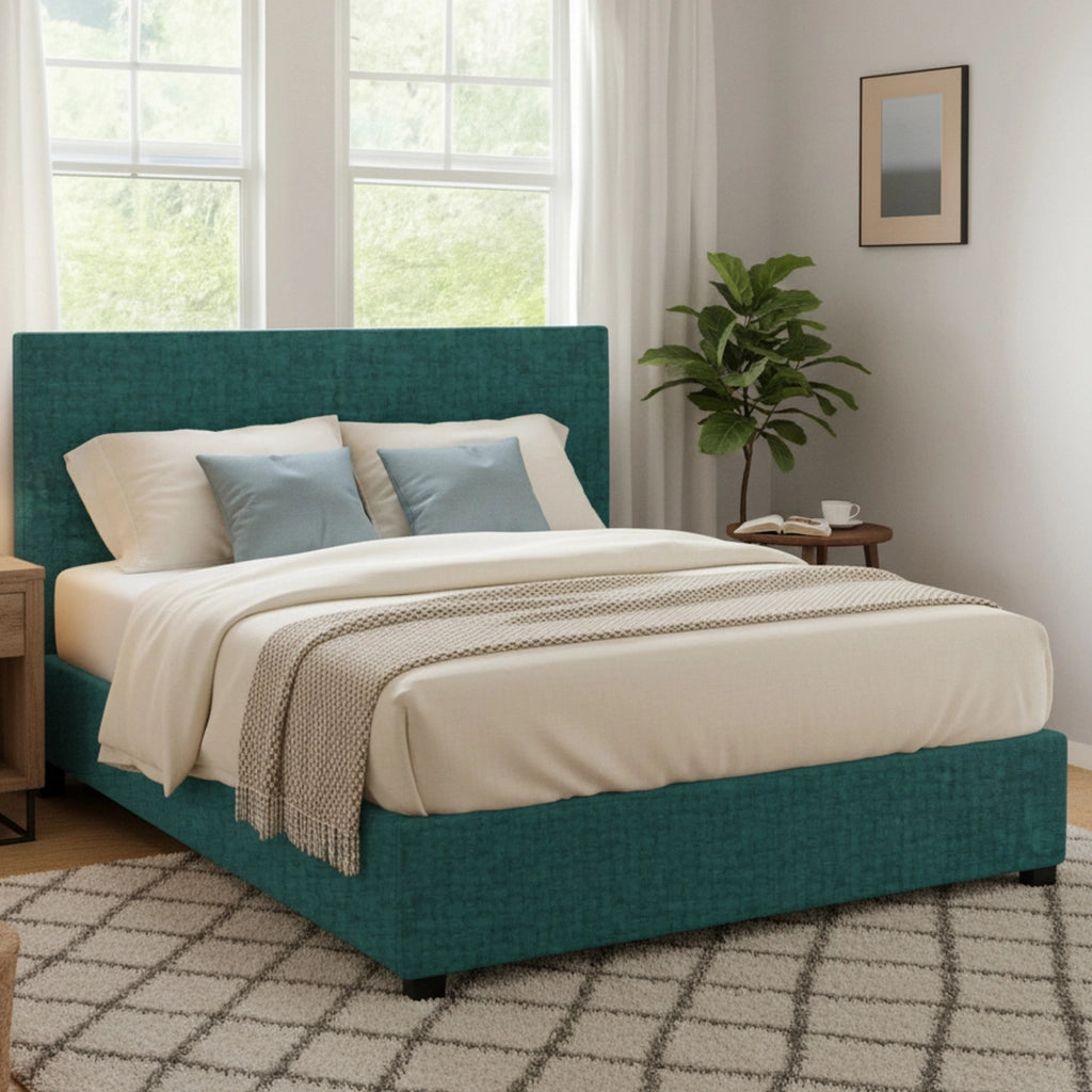 Worthing, Letto Matrimoniale Sfoderabile Made in Italy, Verde Petrolio