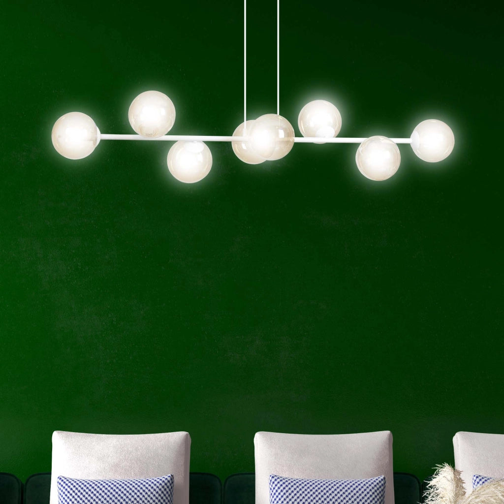 Lampadario Emibig ROSSI bianco/miele 8xE14 in vetro