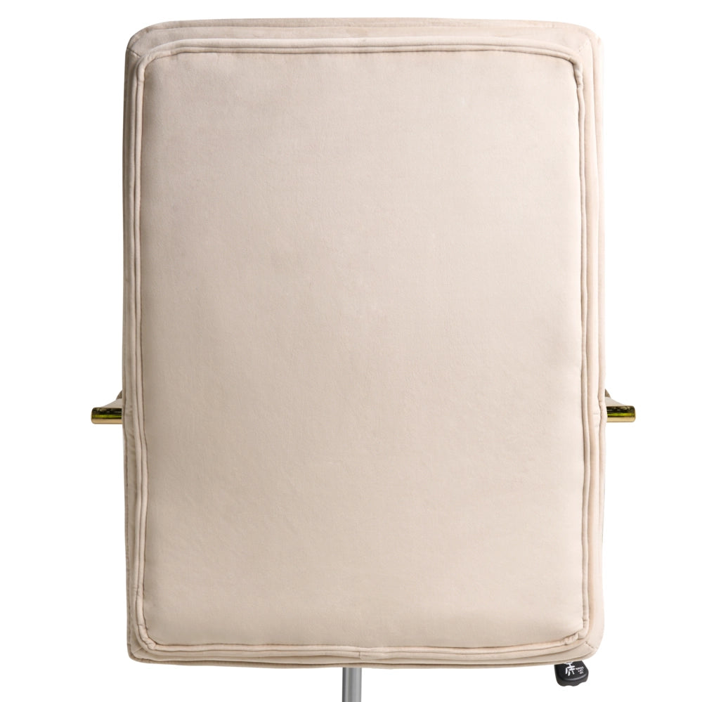 Sedia da ufficio in velluto beige con base in metallo dorato sedia da scrivania girevole regolabile in altezza