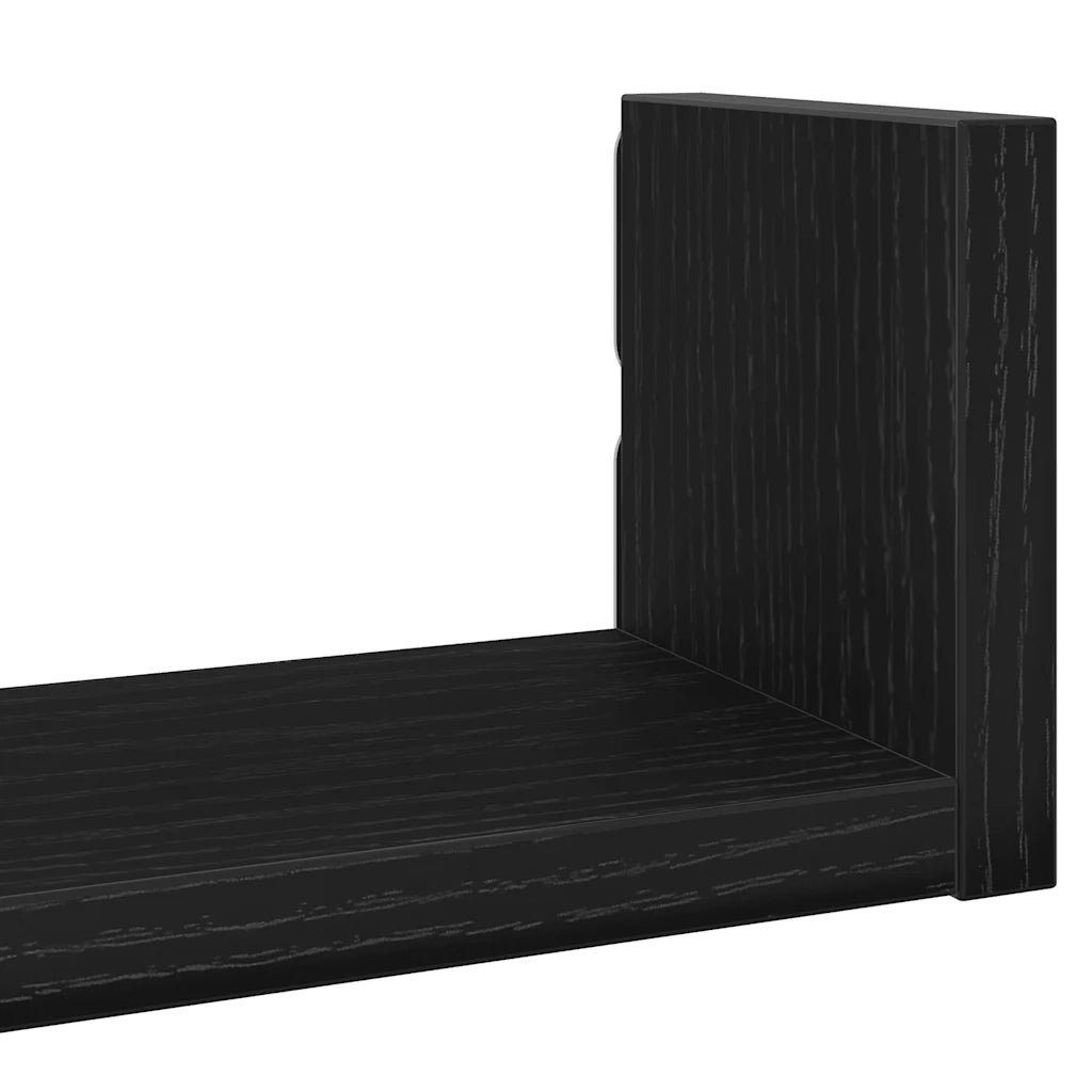 Mensole Parete 3pz Rovere Nero in Legno Multistrato 868074