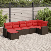Set Divani da Giardino 7 pz con Cuscini Marrone in Polyrattan 3325410