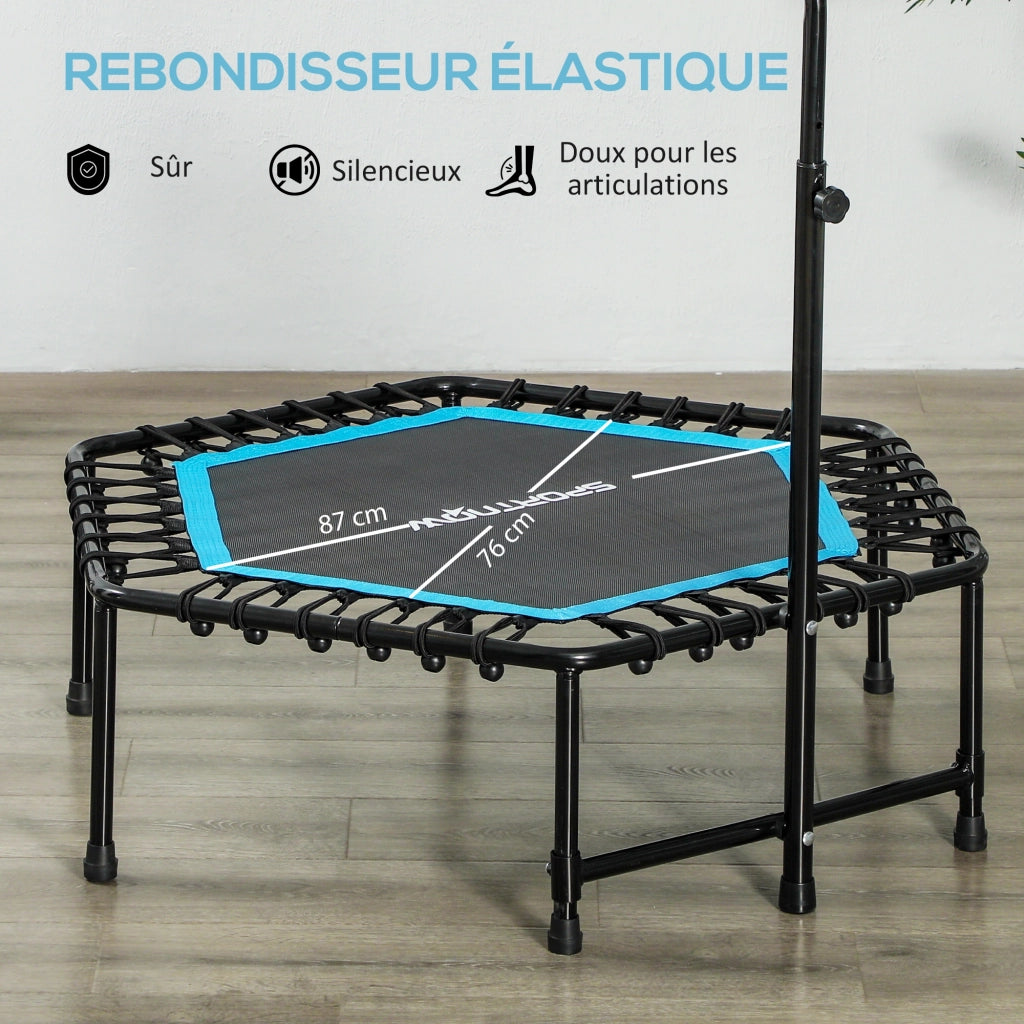 Trampolino fitness 114 cm ¨C Xylo ¨C con maniglia regolabile 3 posizioni, corde elastiche, blu