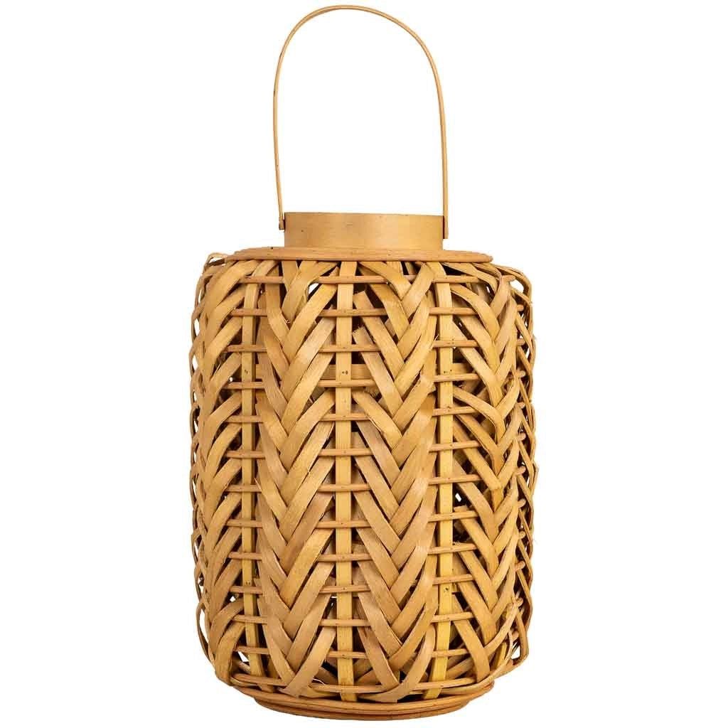 Lanterna in legno marrone con luce a batteria, D21x31h cm