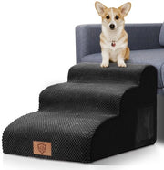 Trappola per cani a 3 gradini, inclinazione per cani 40 cm di altezza, trappola per cani portatile per piccoli cani, inclinazione per cani con superficie antiscivolo e copertura lavabile per divano letto