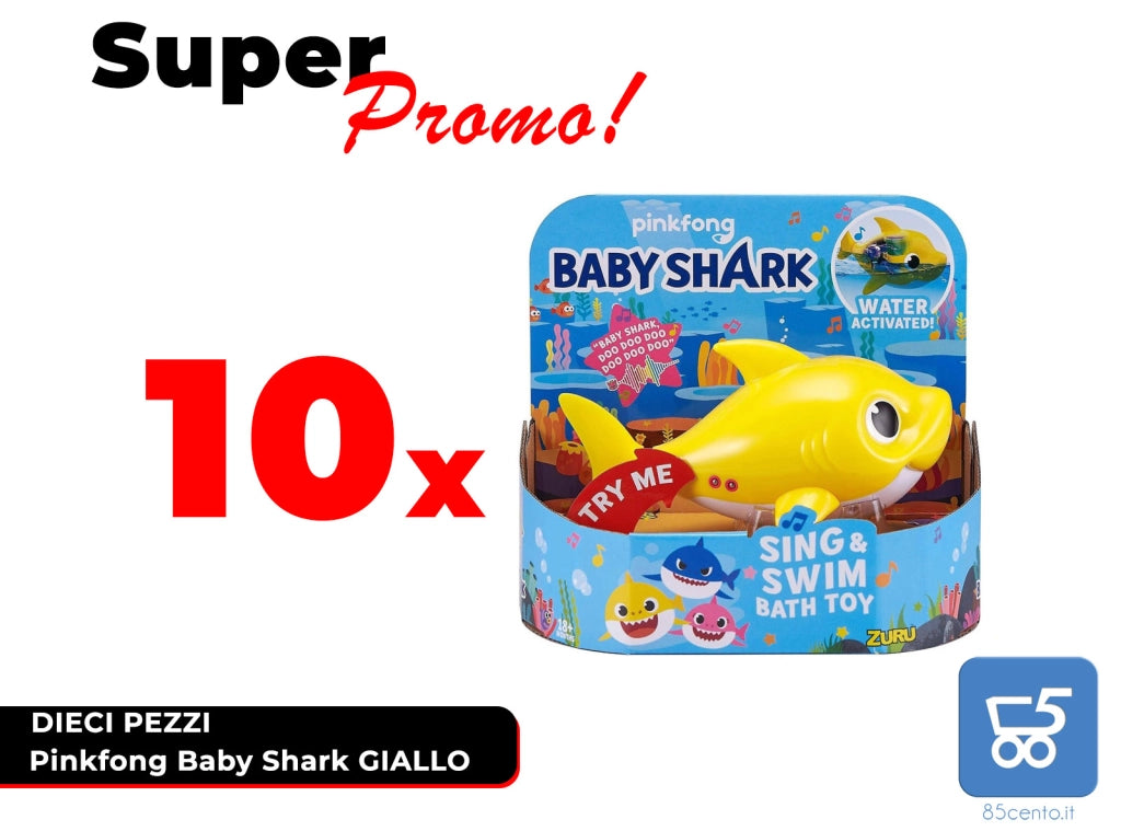 Promo 10 Pezzi Pinkfong Baby Shark Giocattolo da Bagno Canta e Nuota a Batteria Giallo per Bambini +18 Mesi, Nuota per Davvero! Rivenditore