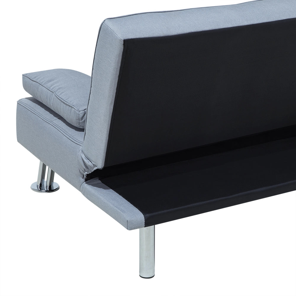 Divano letto a 3 posti moderno in tessuto di colore grigio chiaro salotto elegante stile moderno