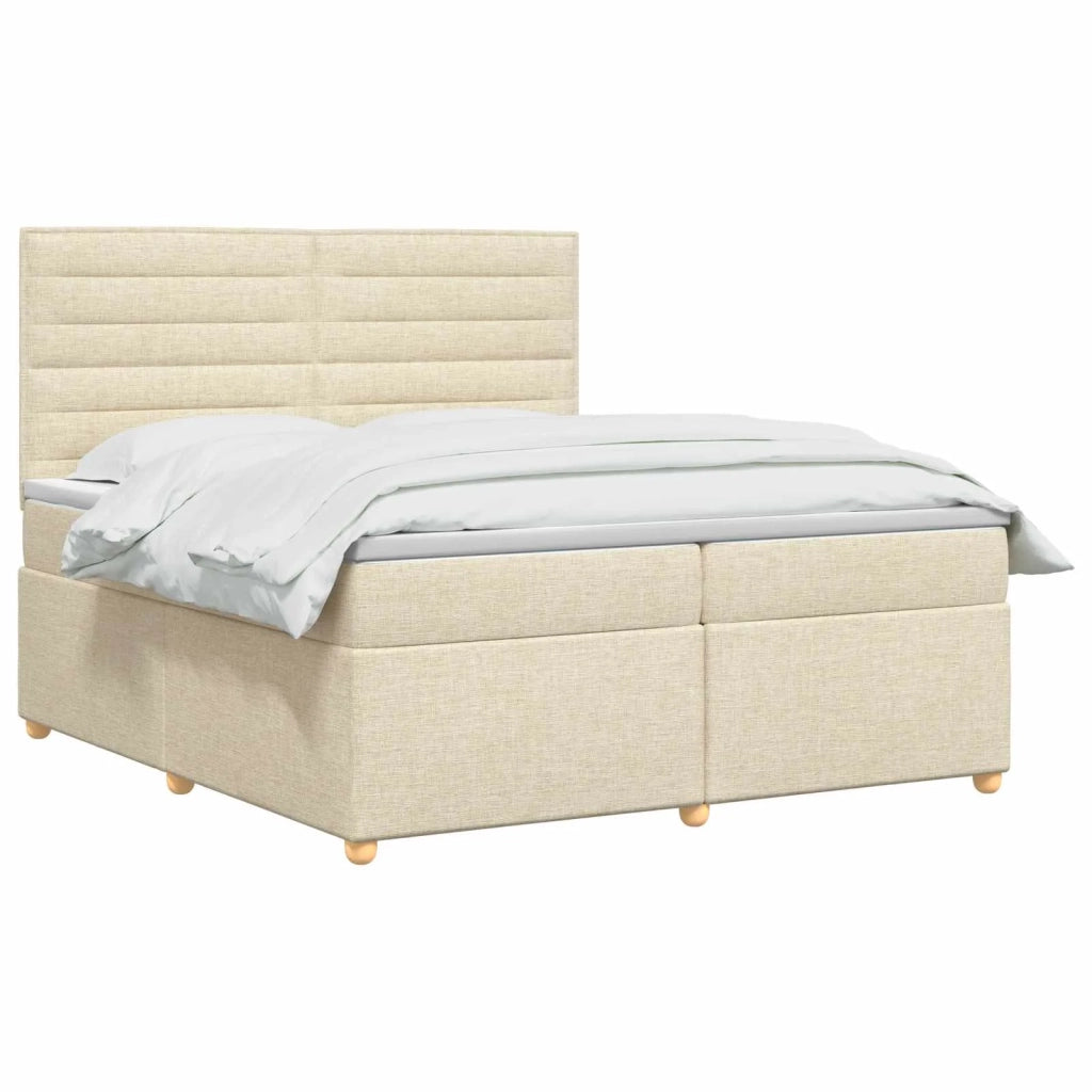 Letto box spring con materasso Crema 200 x 200 cm Tessuto 3453961