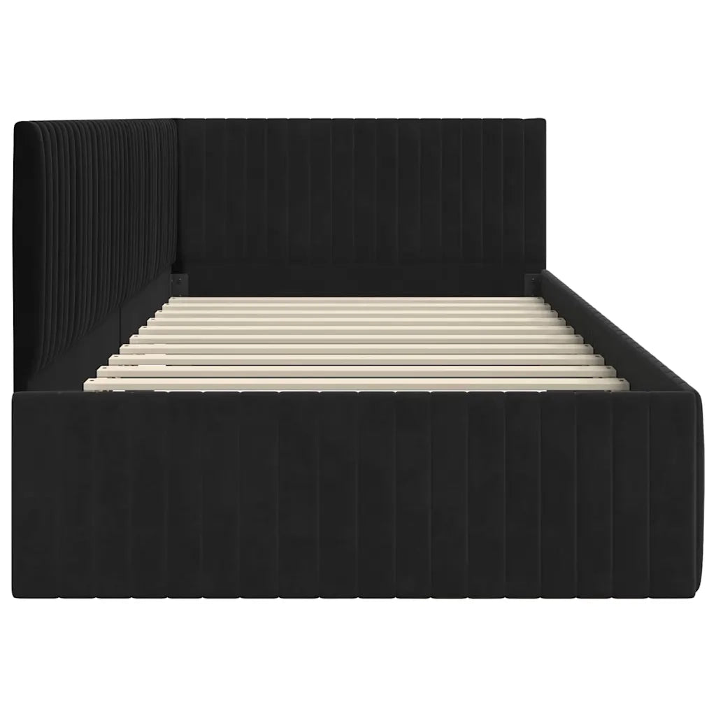Cornice del letto ad angolo Nero 100 cm x 200 cm Velluto