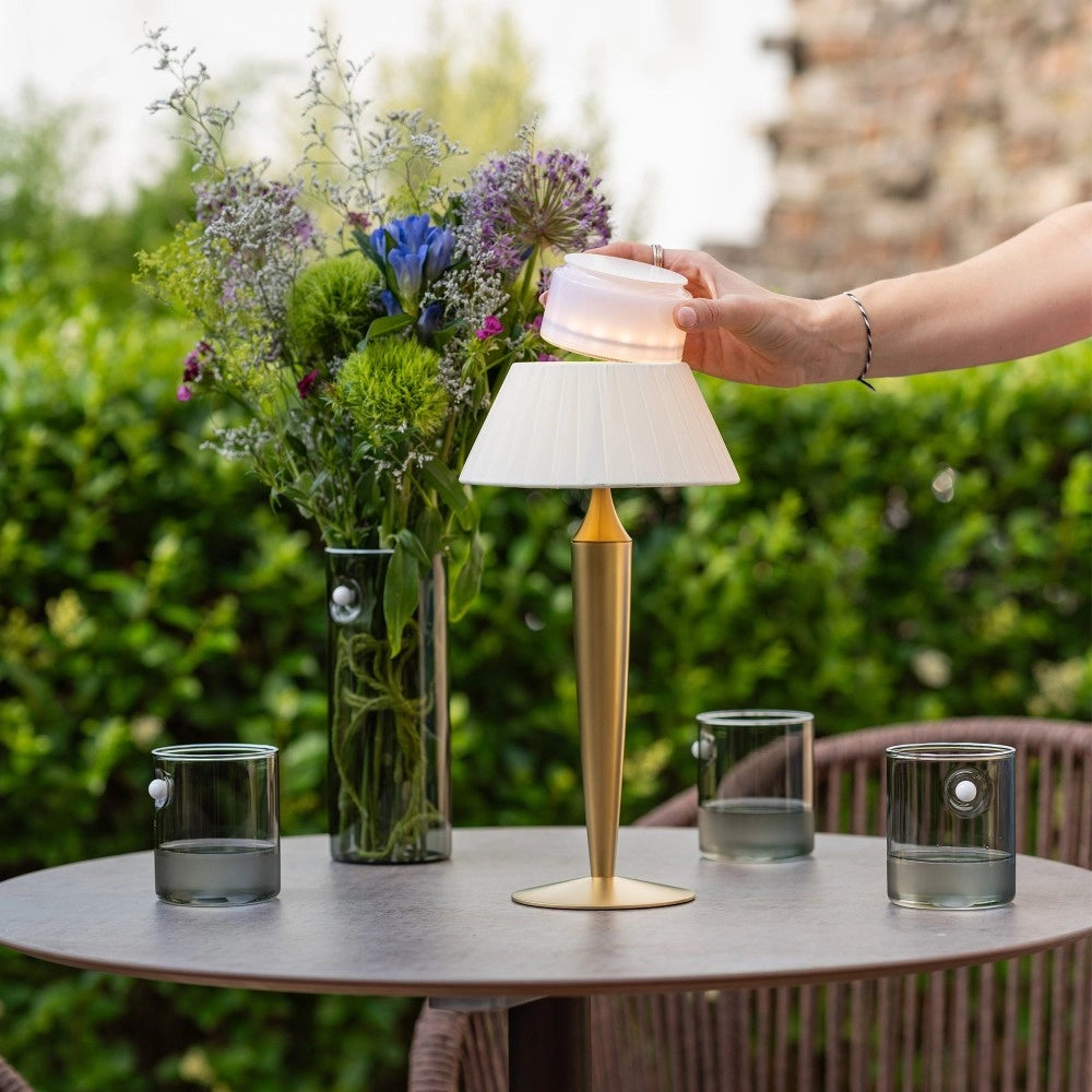 Lampada da Tavolo Ricaricabile Flaminia Zafferano Led Touch - Design Classico Senza Fili Oro