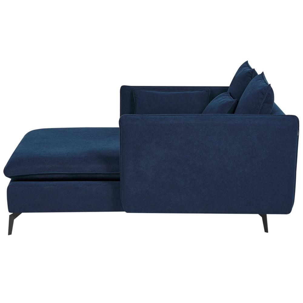 Chaise Lounge Blu Poliestere Tessuto Imbottito Braccioli Cuscino Schienale Design Moderno Soggiorno Simmetrico