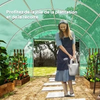 Serra Tunnel da Giardino 3 x 4 x 2 m con Porta Avvolgibile e Grandi Finestre, in Acciaio Zincato e PE, Verde