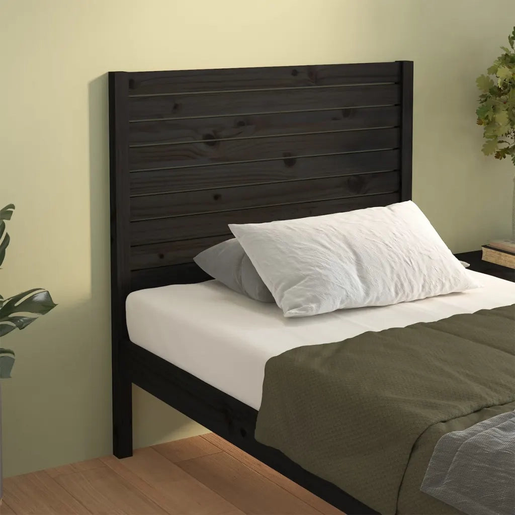 Testiera per Letto Nera 81x4x100 cm in Legno Massello di Pino 818999
