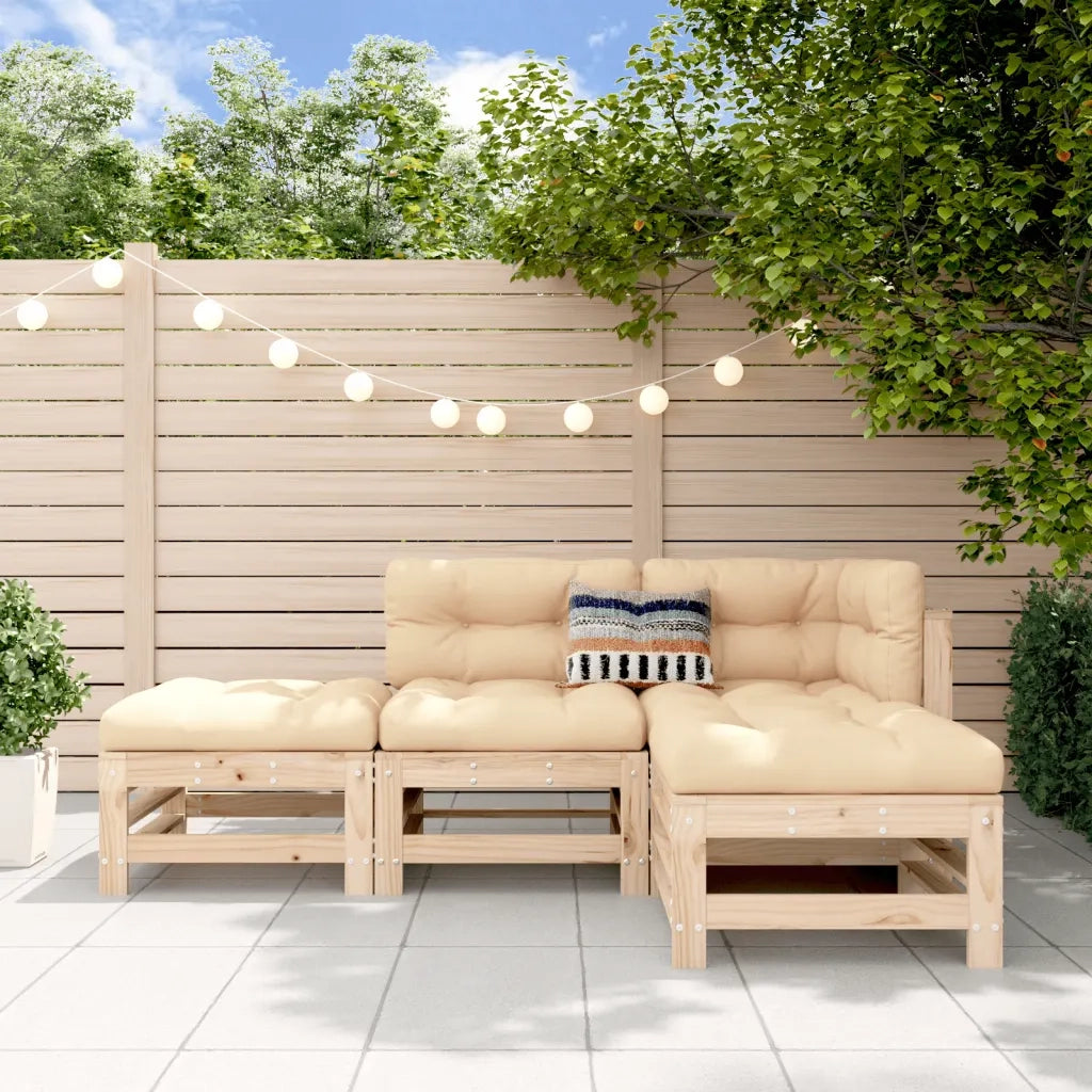 Set Salotto da Giardino 4 pz | Set di Mobili da Esterno in Legno Massello di Pino