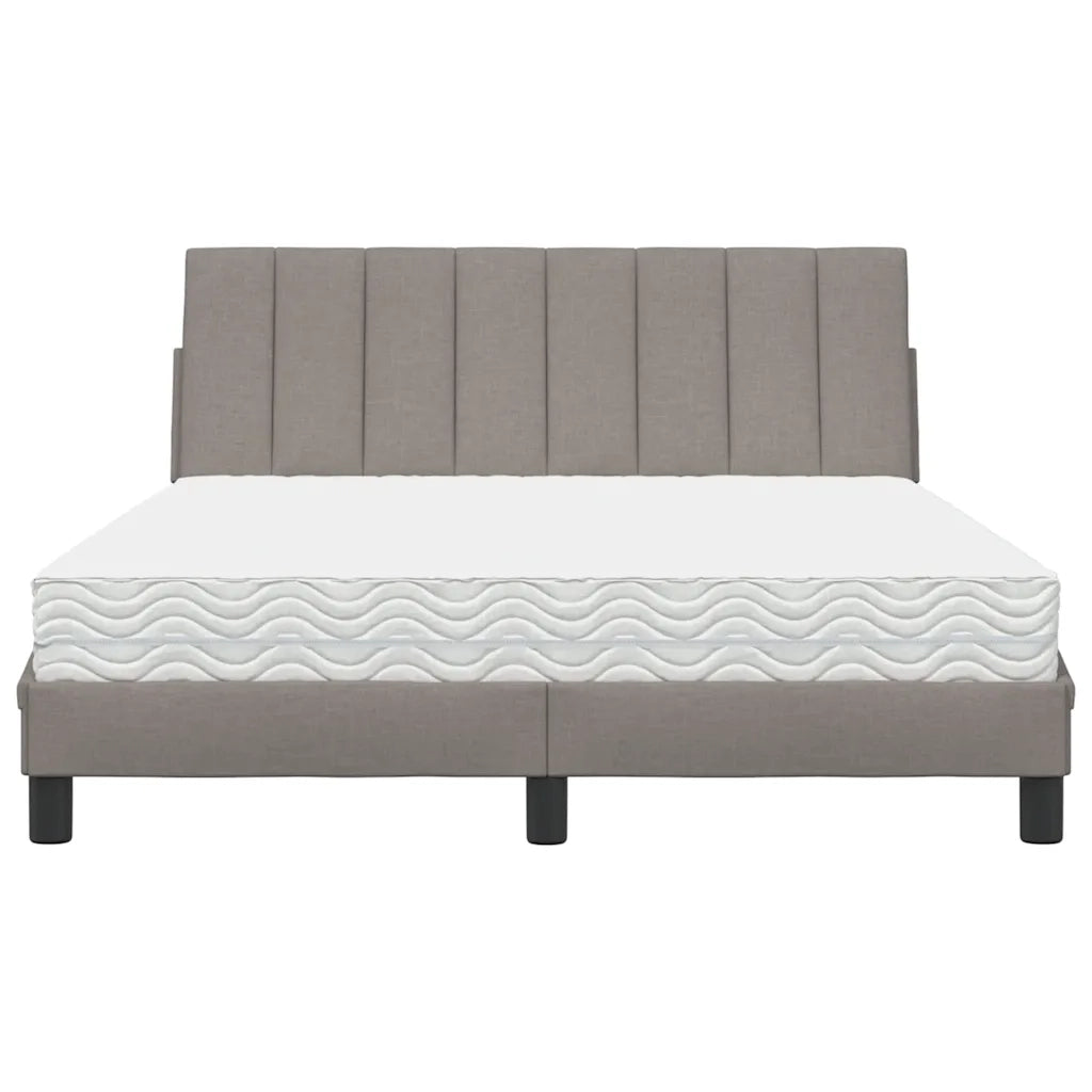 Letto con Materasso Hanko Tortora 140x190 cm in Tessuto 3310528