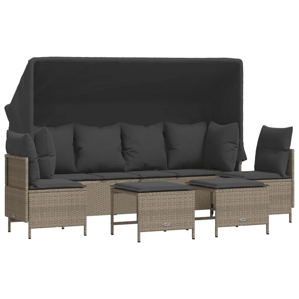 Set Divano da Giardino 5pz con Cuscini Grigio Chiaro Polyrattan 3261556