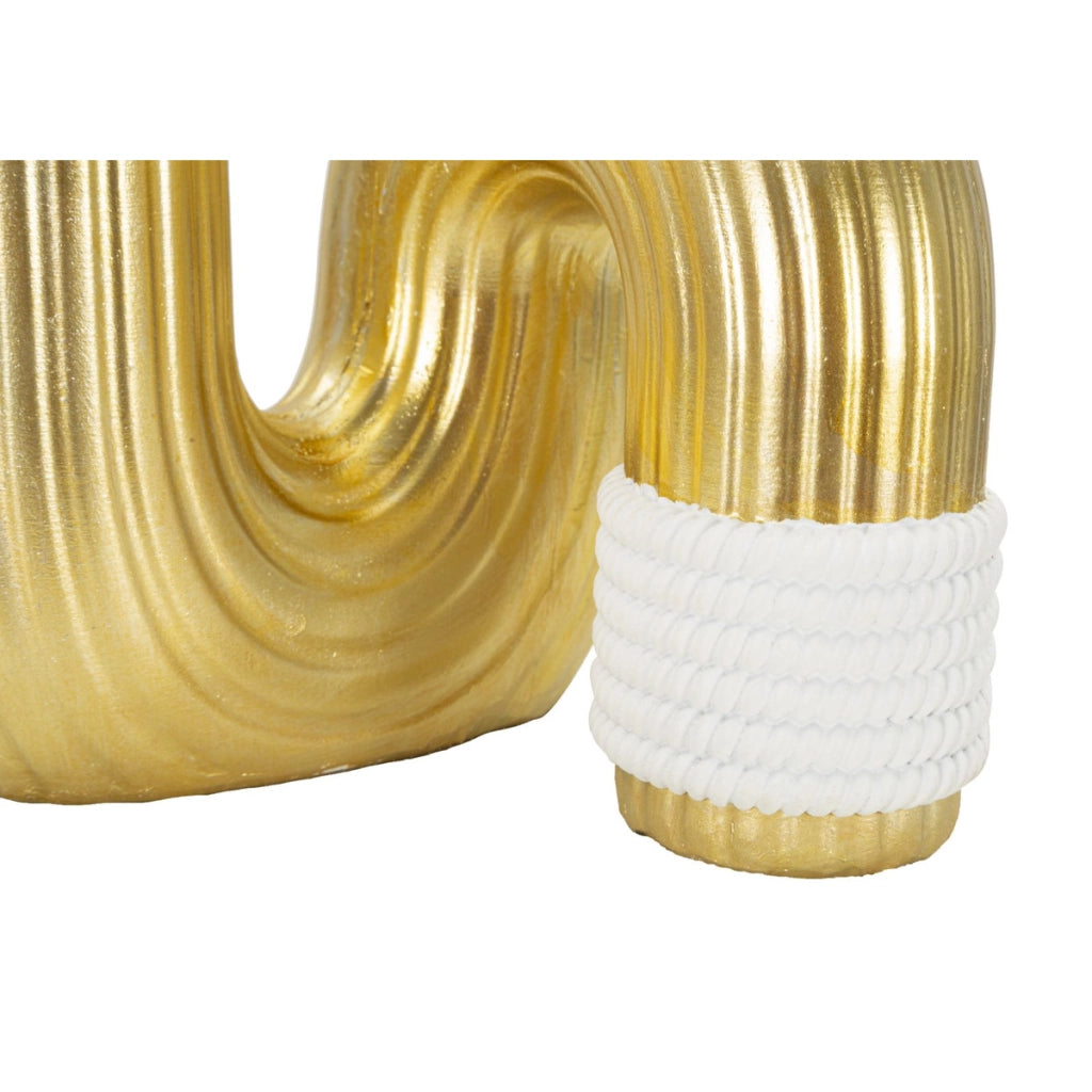 Vaso Bann Big bianco e oro in resina 15,3x30,5 cm
