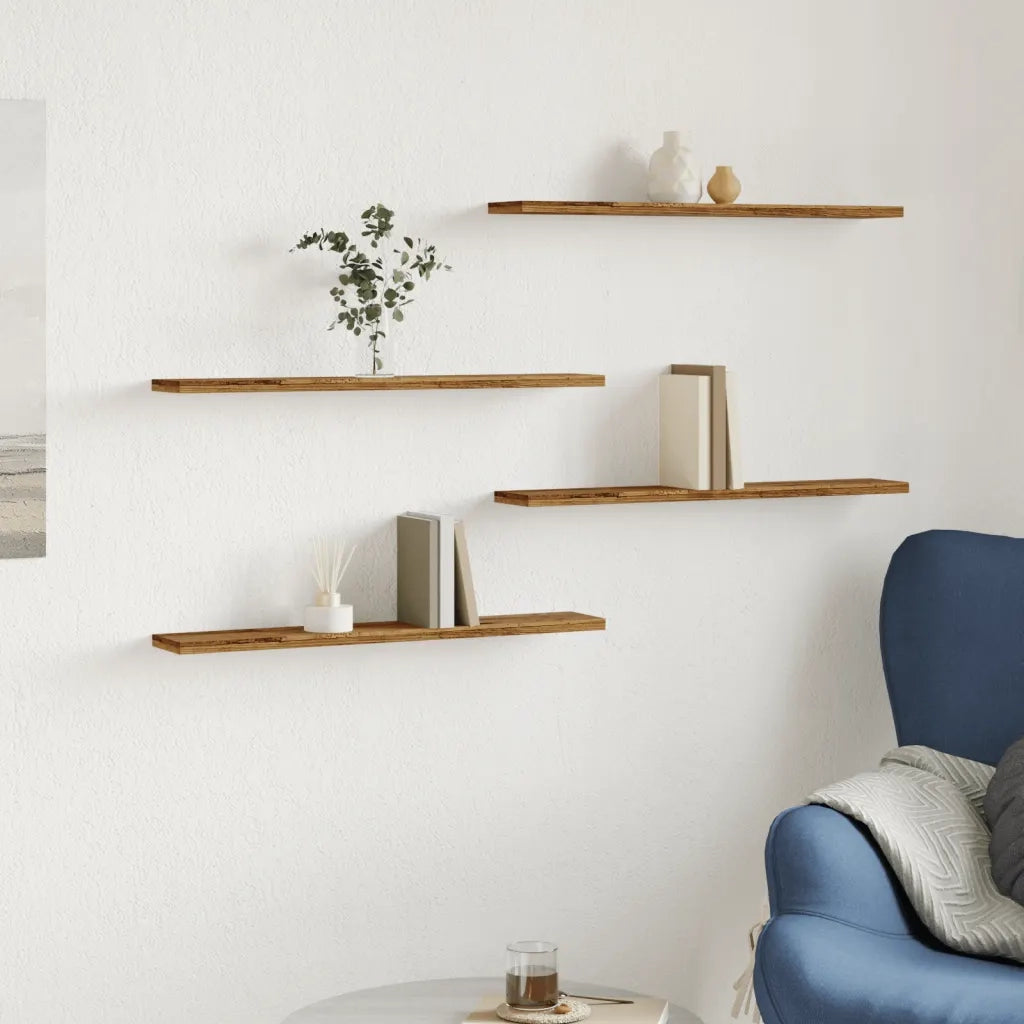 vidaXL Ripiani Libreria 4 pz Legno Vecchio 60x10x1,5 cm in Truciolato
