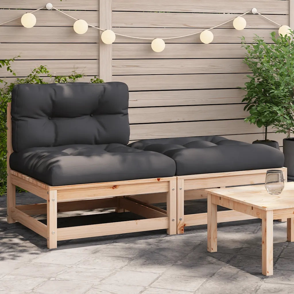 Divano da Giardino Senza Braccioli con Cuscini e Poggiapiedi-Sofa da Giardino-Divano da esterno 102311