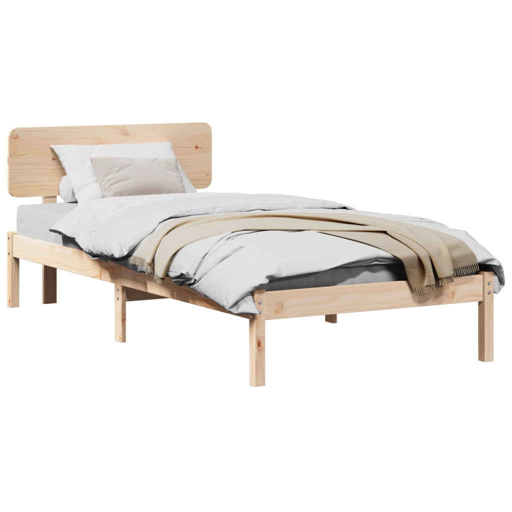 Struttura Letto con Testiera 90x200 cm in Legno di Pino Massello
