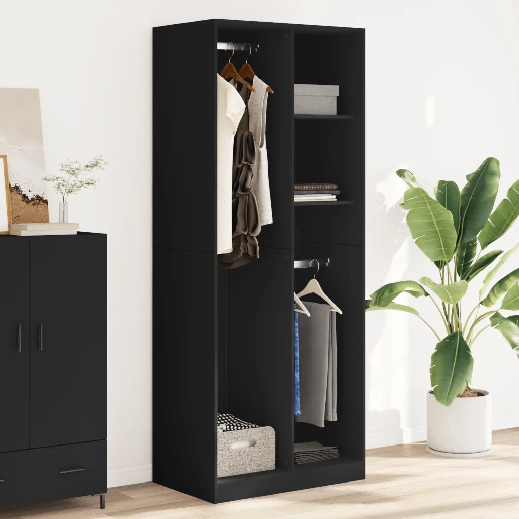 Armadio Nero 80x50x200 cm in Legno Multistrato