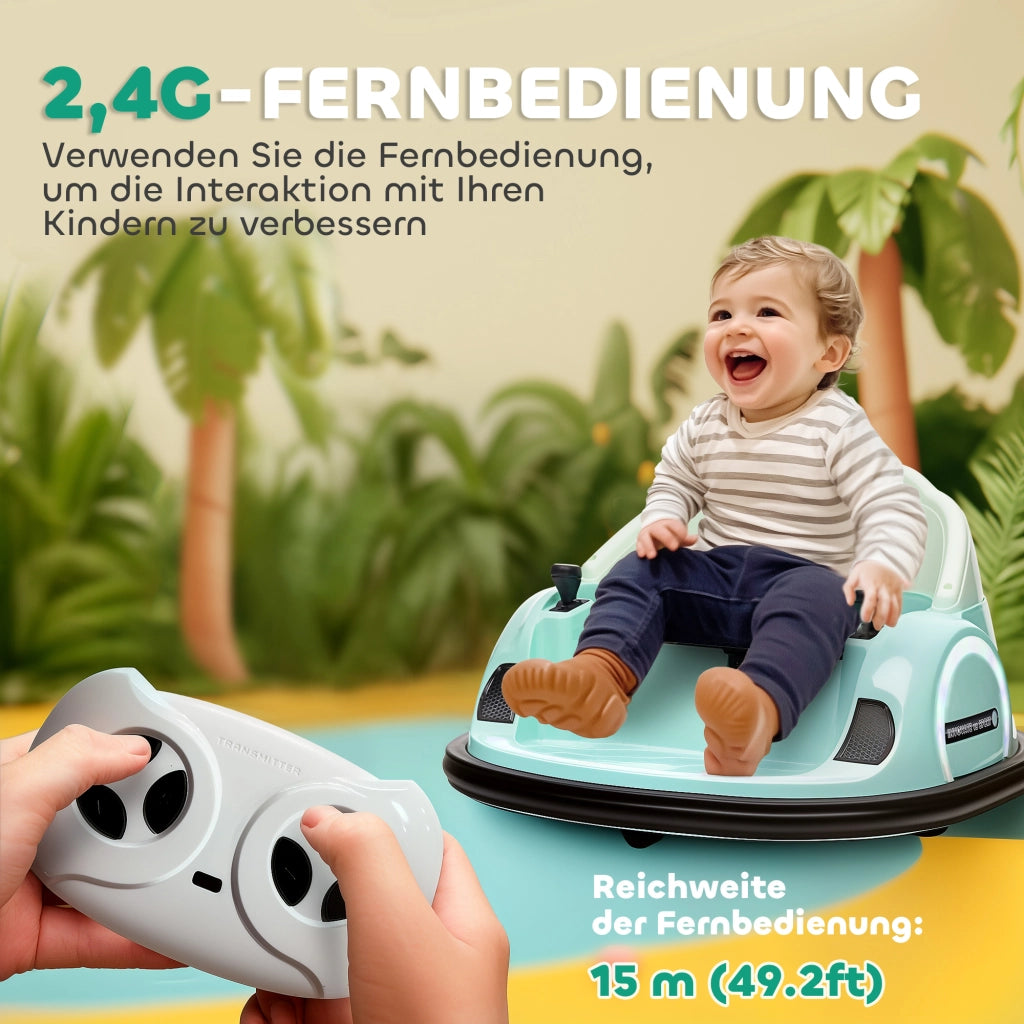 Autoscooter per bambini con rotazione 360¡ã ¨C zephmum ¨C verde, LED, musica, clacson, 2 km/h